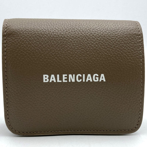 Balenciaga 594216 Bi-fold Compact Wallet Leather Beige/Greige Pre-owned