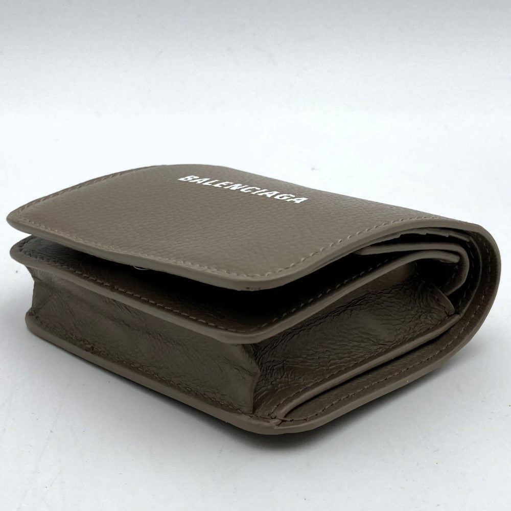 Balenciaga 594216 Bi-fold Compact Wallet Leather Beige/Greige Pre-owned