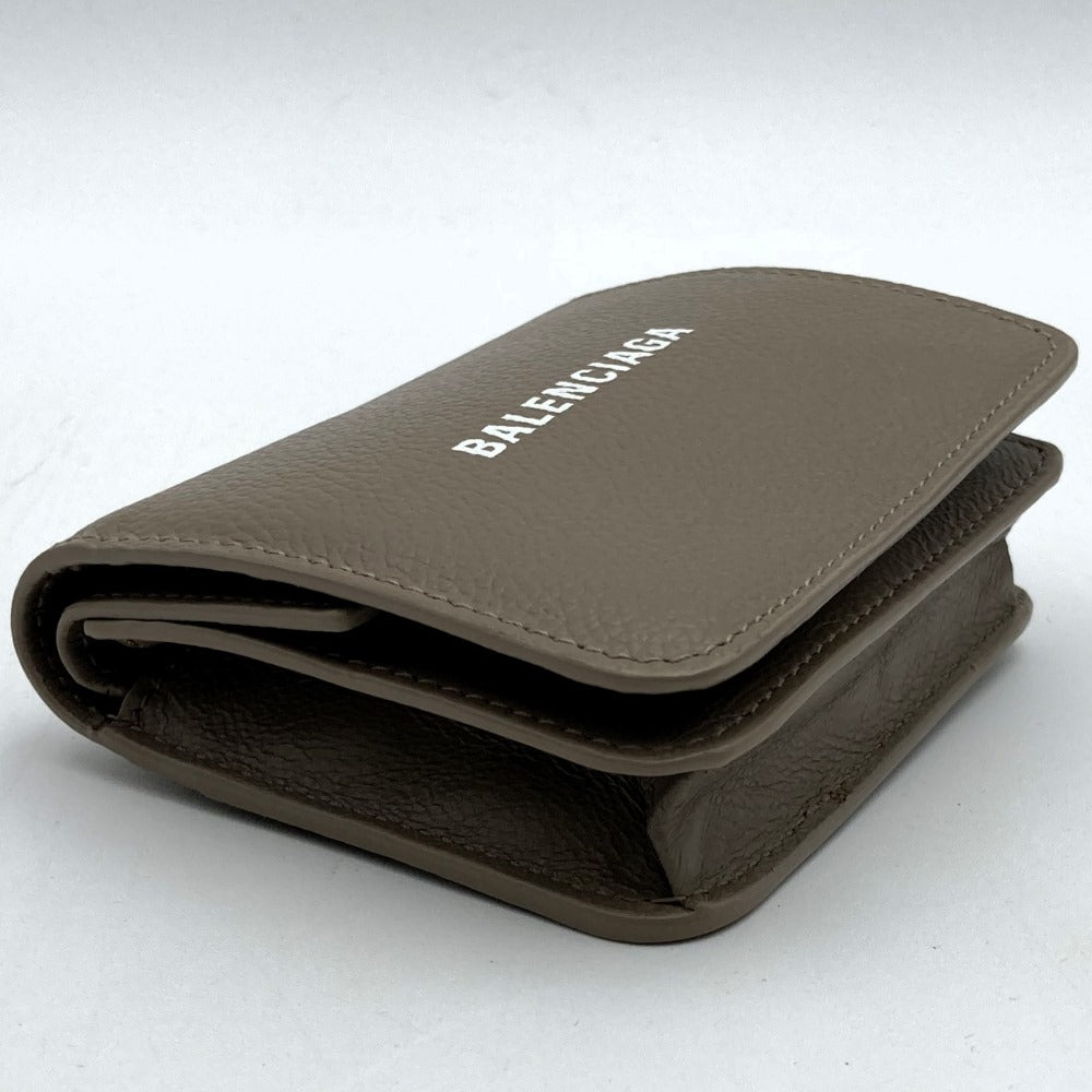 Balenciaga 594216 Bi-fold Compact Wallet Leather Beige/Greige Pre-owned