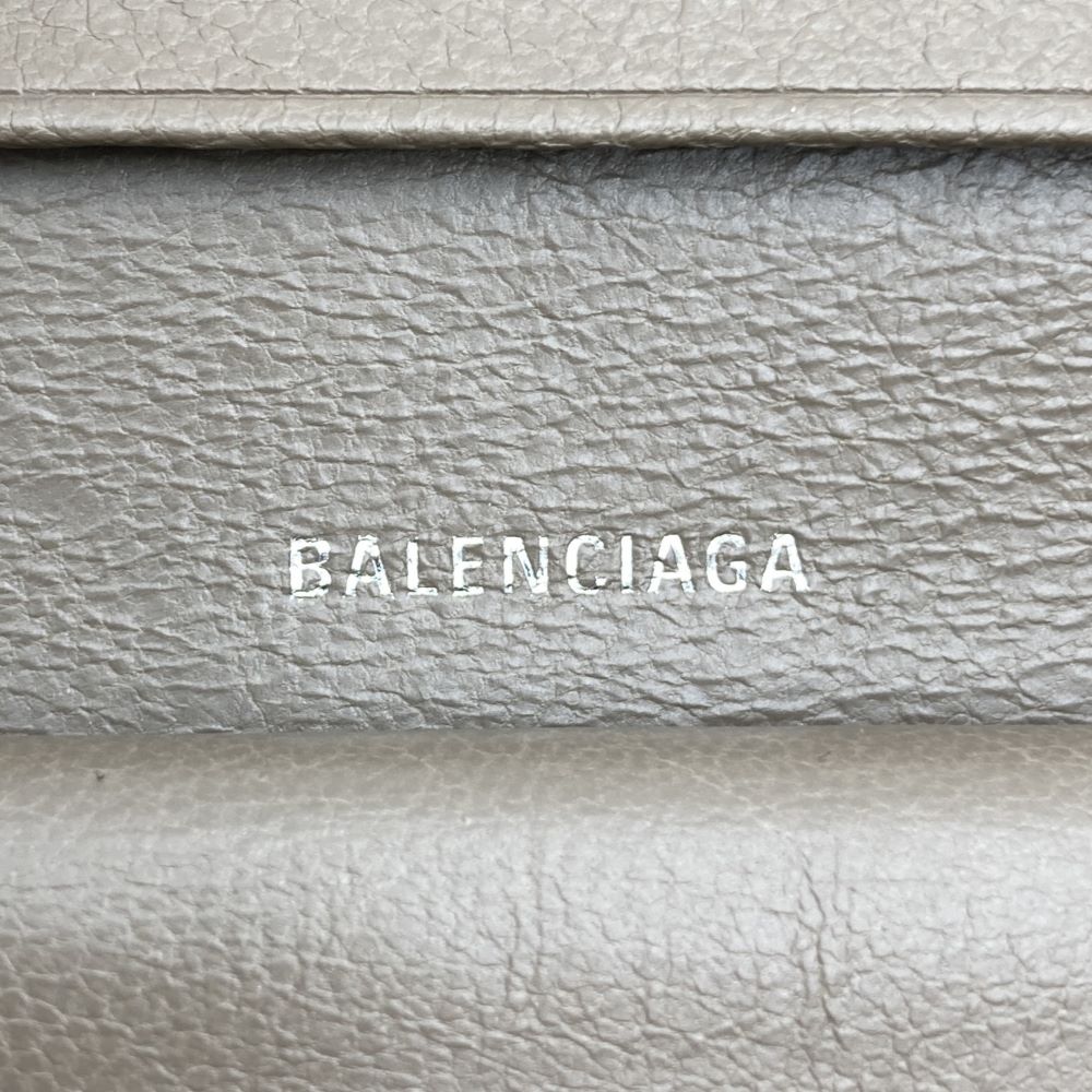 Balenciaga 594216 Bi-fold Compact Wallet Leather Beige/Greige Pre-owned