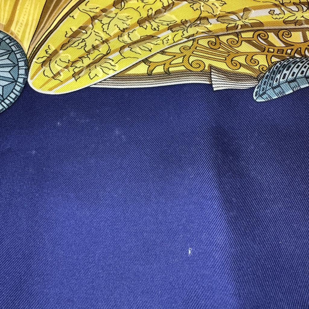 Hermès Carré 90 L'Atlantide Scarf Silk Navy Pre-owned