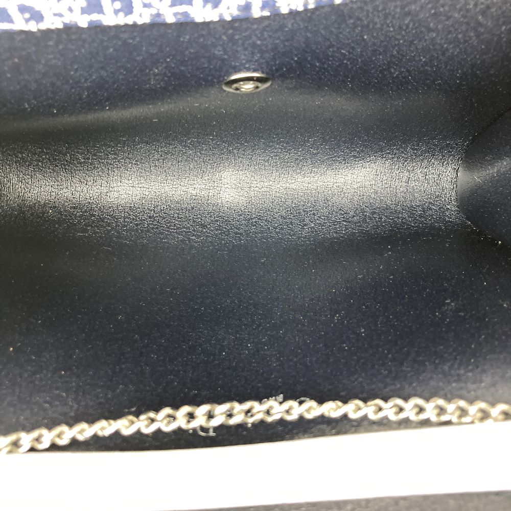 Christian Dior Chain Shoulder Bag Lamé Canvas Navy Pre-owned