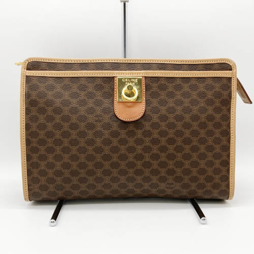 Excellent condition CELINE Macadam clutch bag, second bag, pouch, brown PVC, women's/men's fashion, M13 PRE-OWNED