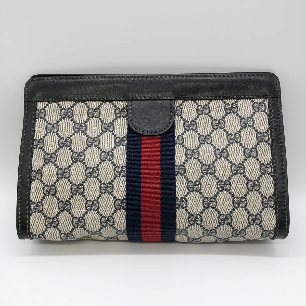 Gucci Parfums  38 Sherry Line Clutch Bag GG Supreme Black Pre-owned
