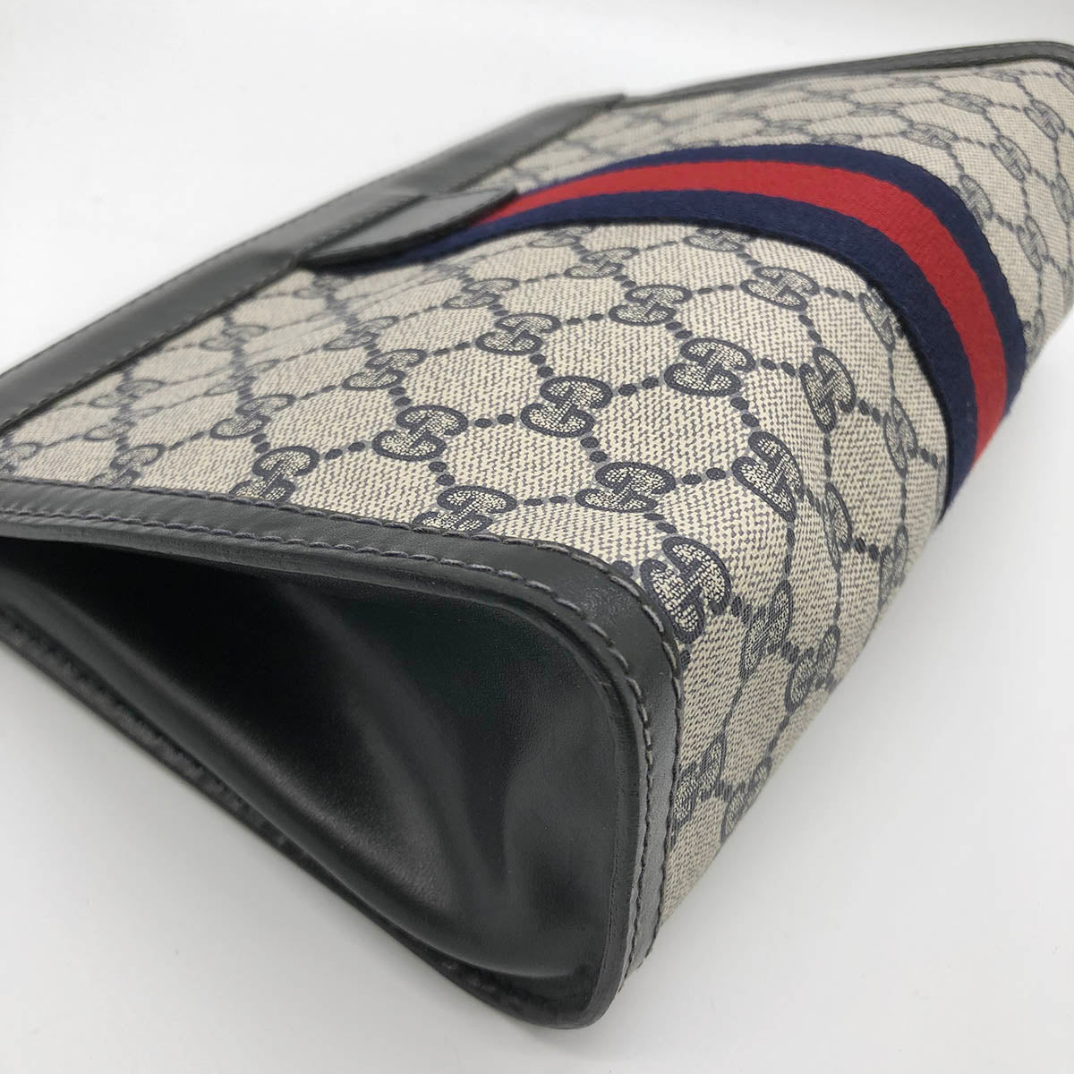 Gucci Parfums  38 Sherry Line Clutch Bag GG Supreme Black Pre-owned