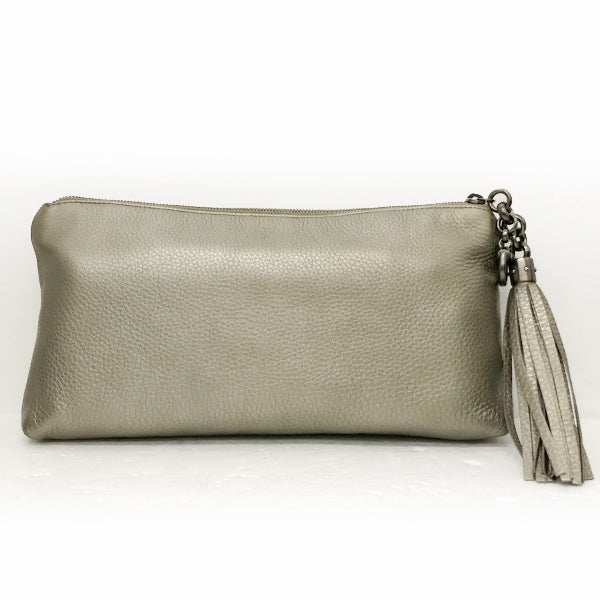 Gucci 310293 Tassel Clutch Bag/Pouch Metallic Leather Gold Pre-owned