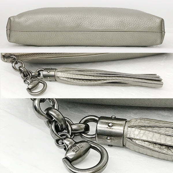 Gucci 310293 Tassel Clutch Bag/Pouch Metallic Leather Gold Pre-owned