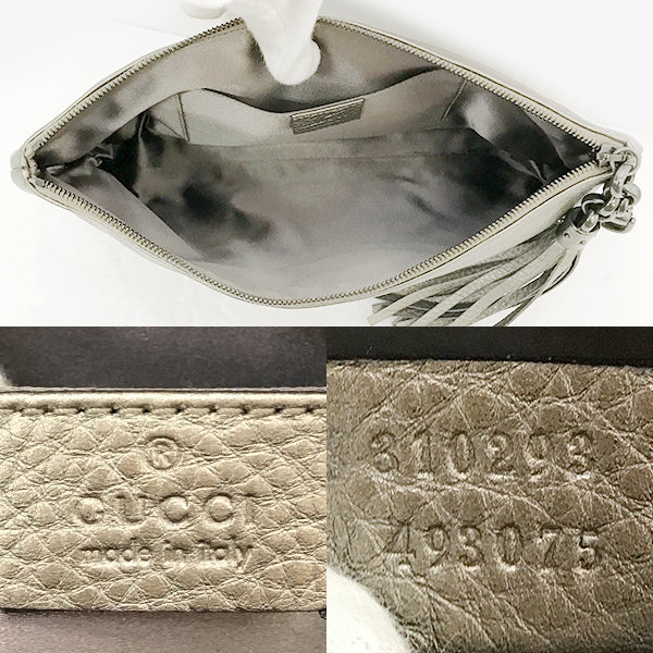 Gucci 310293 Tassel Clutch Bag/Pouch Metallic Leather Gold Pre-owned