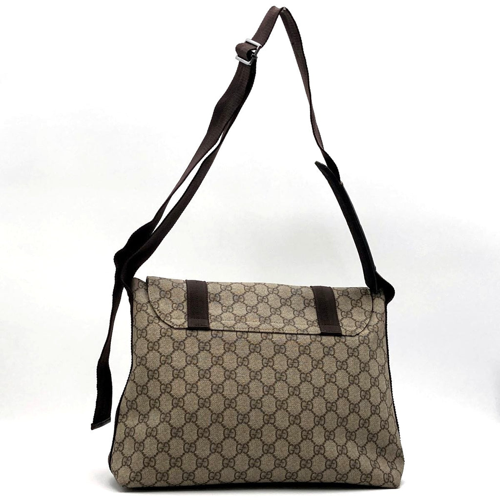 Gucci 122373 GG Supreme Messenger Shoulder Bag Brown Pre-owned