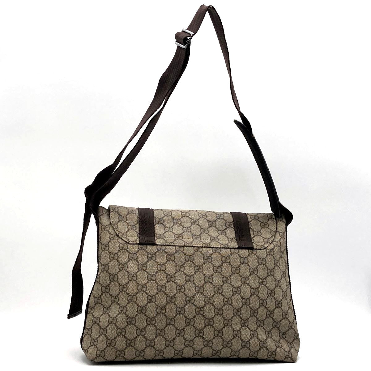 Gucci 122373 GG Supreme Messenger Shoulder Bag Brown Pre-owned