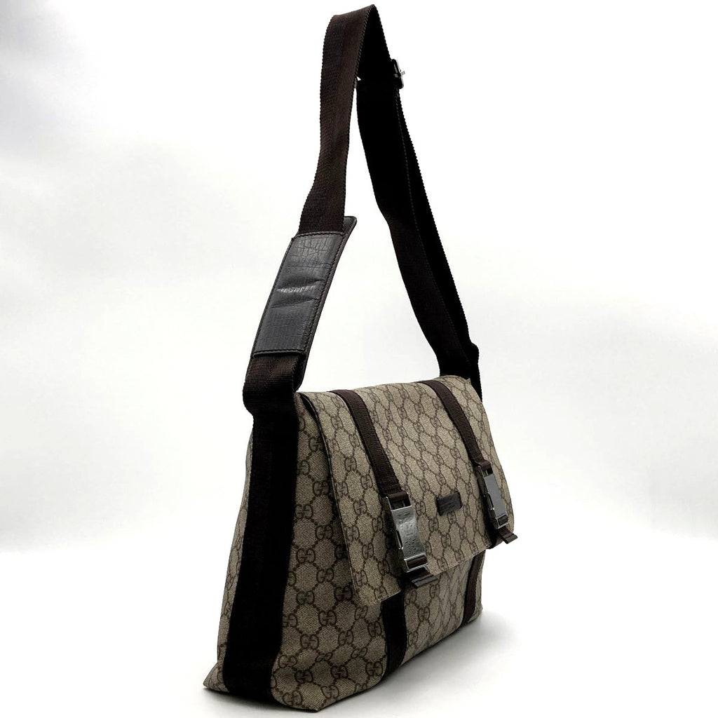 Gucci 122373 GG Supreme Messenger Shoulder Bag Brown Pre-owned