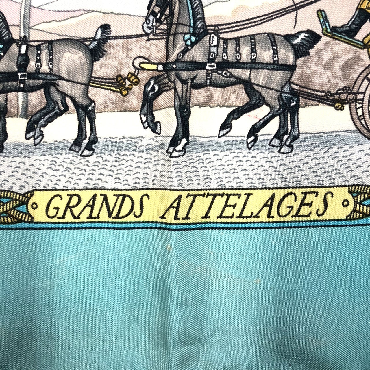 Hermès Carré 90 Grands Attelages Scarf Silk Green Pre-owned
