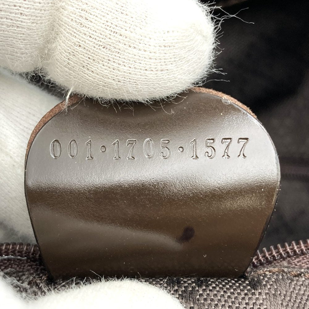 GUCCI 001 1705 Bamboo Shoulder Bag, Nylon Leather, Brown, Women's, Vintage, Old Brand, PRE-OWNED