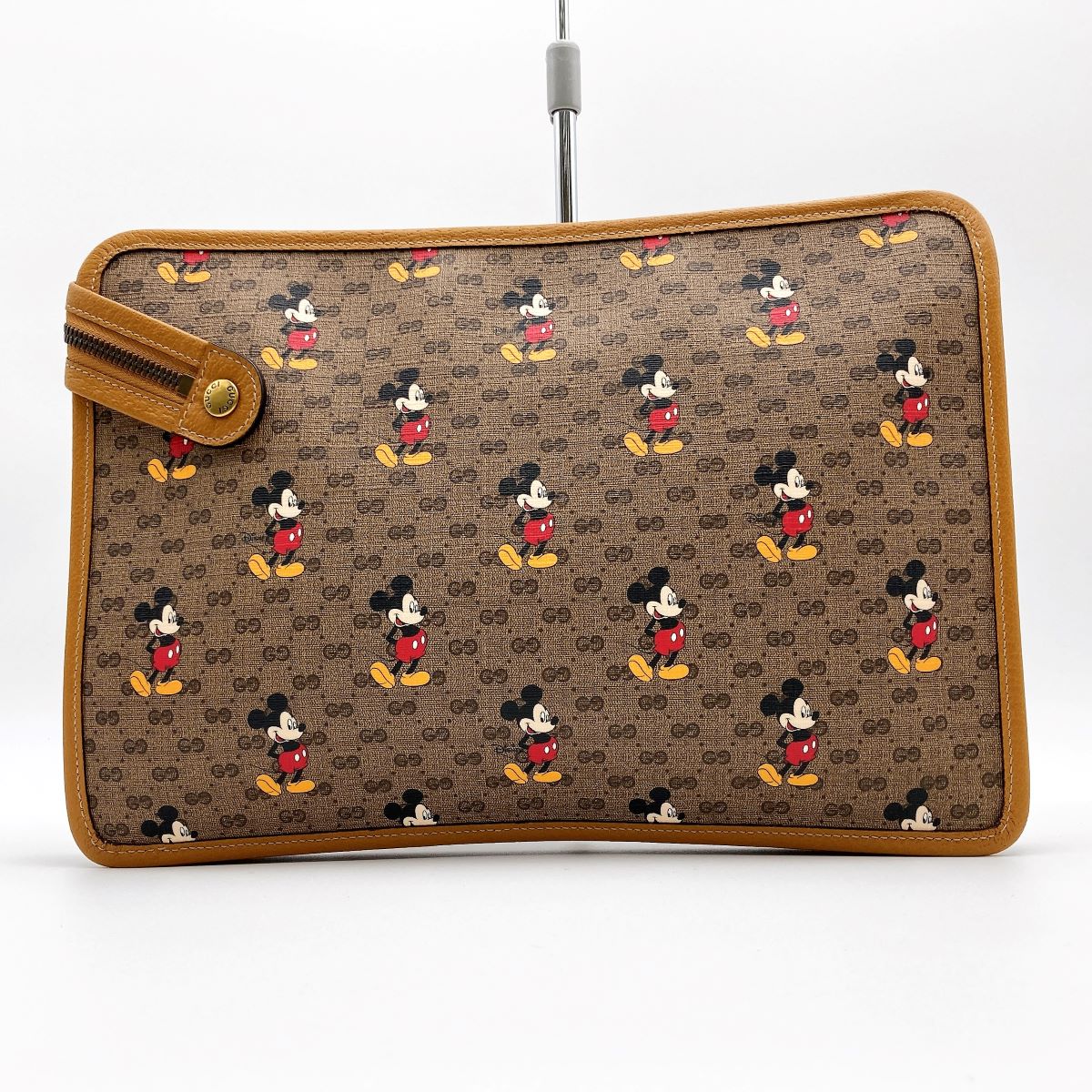 Gucci 602552 Disney Mickey Mouse Clutch Bag GG Supreme Beige Pre-owned