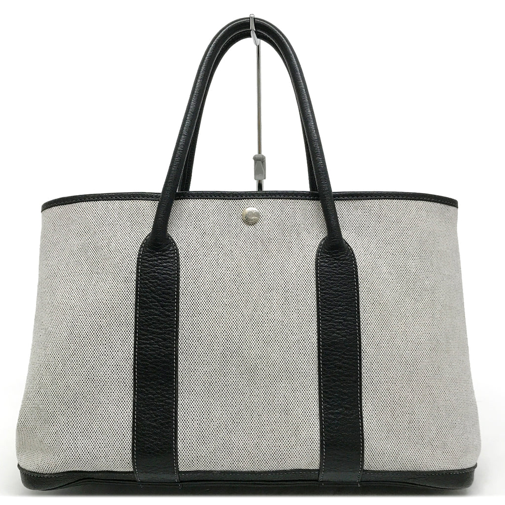 Hermès Garden Party PM Tote Bag/Shoulder Bag Toile H/Leather Gray/Black Pre-owned