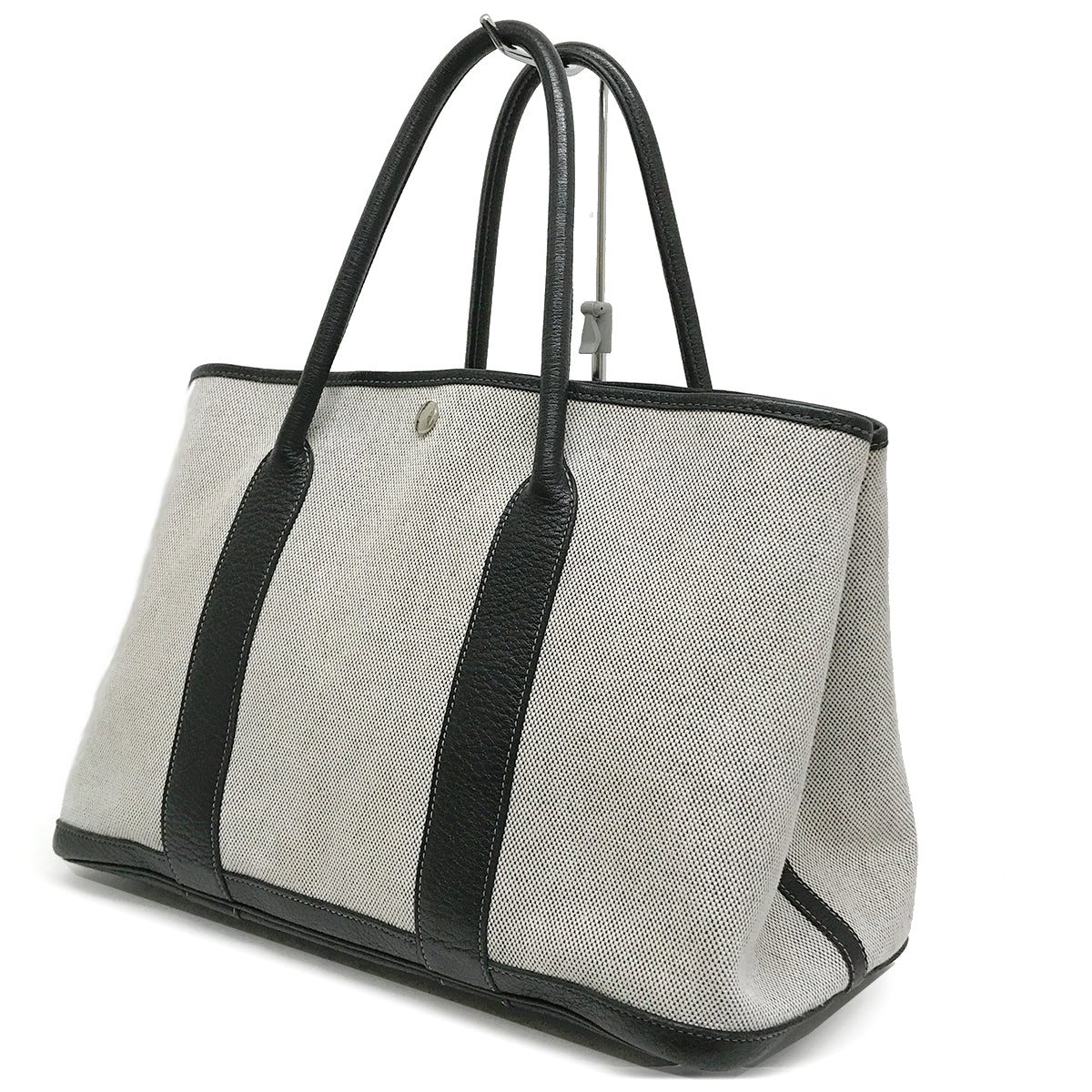 Hermès Garden Party PM Tote Bag/Shoulder Bag Toile H/Leather Gray/Black Pre-owned