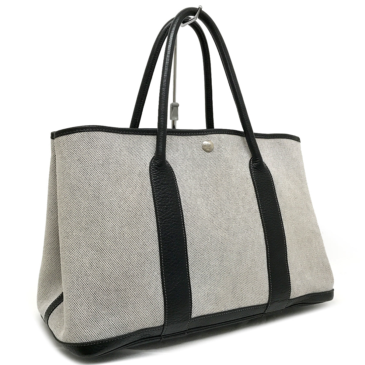 Hermès Garden Party PM Tote Bag/Shoulder Bag Toile H/Leather Gray/Black Pre-owned