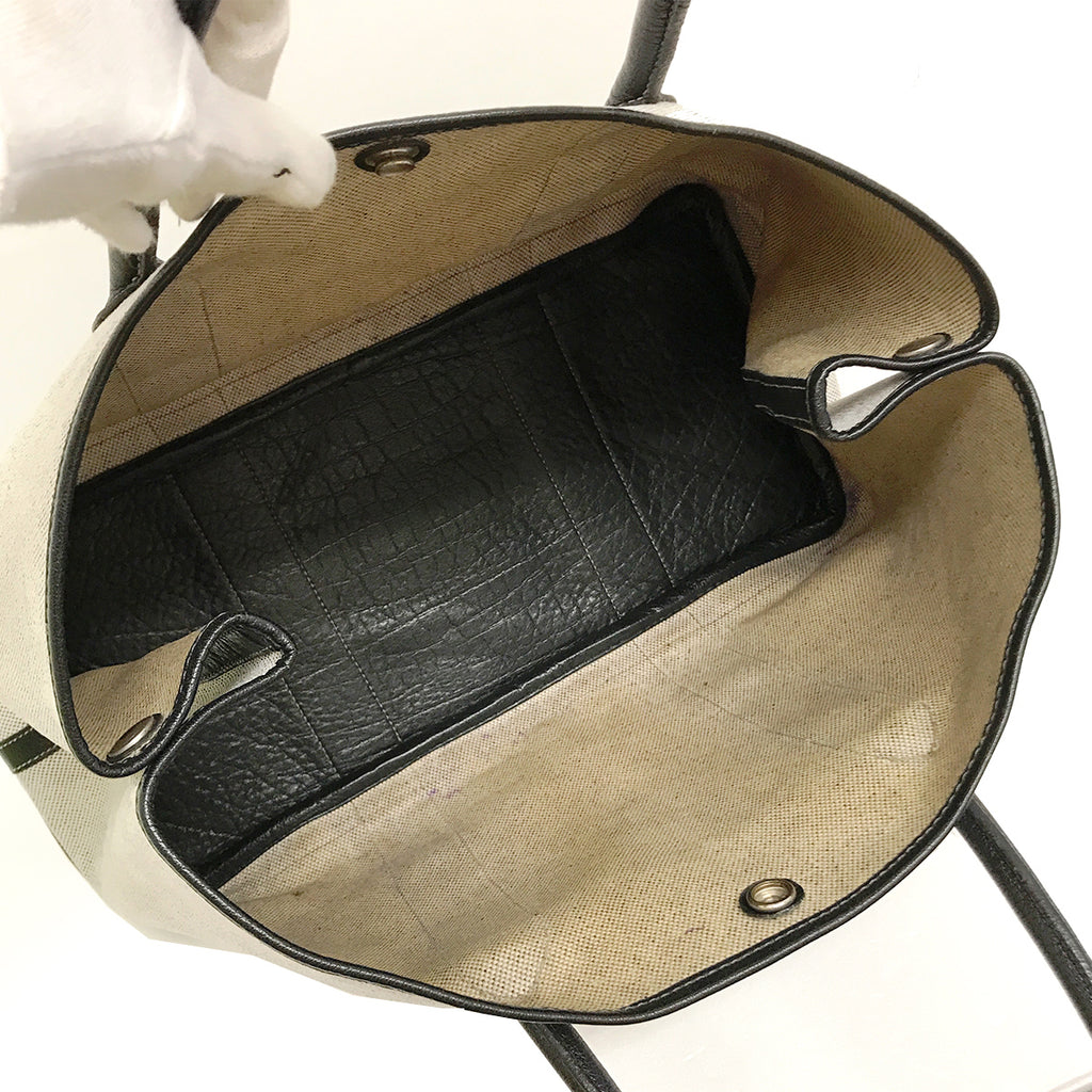 Hermès Garden Party PM Tote Bag/Shoulder Bag Toile H/Leather Gray/Black Pre-owned