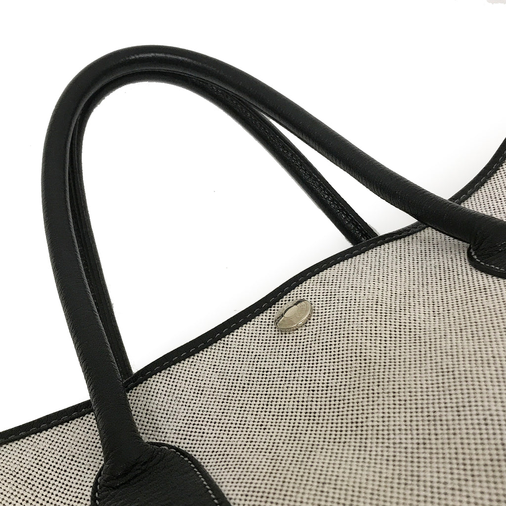 Hermès Garden Party PM Tote Bag/Shoulder Bag Toile H/Leather Gray/Black Pre-owned
