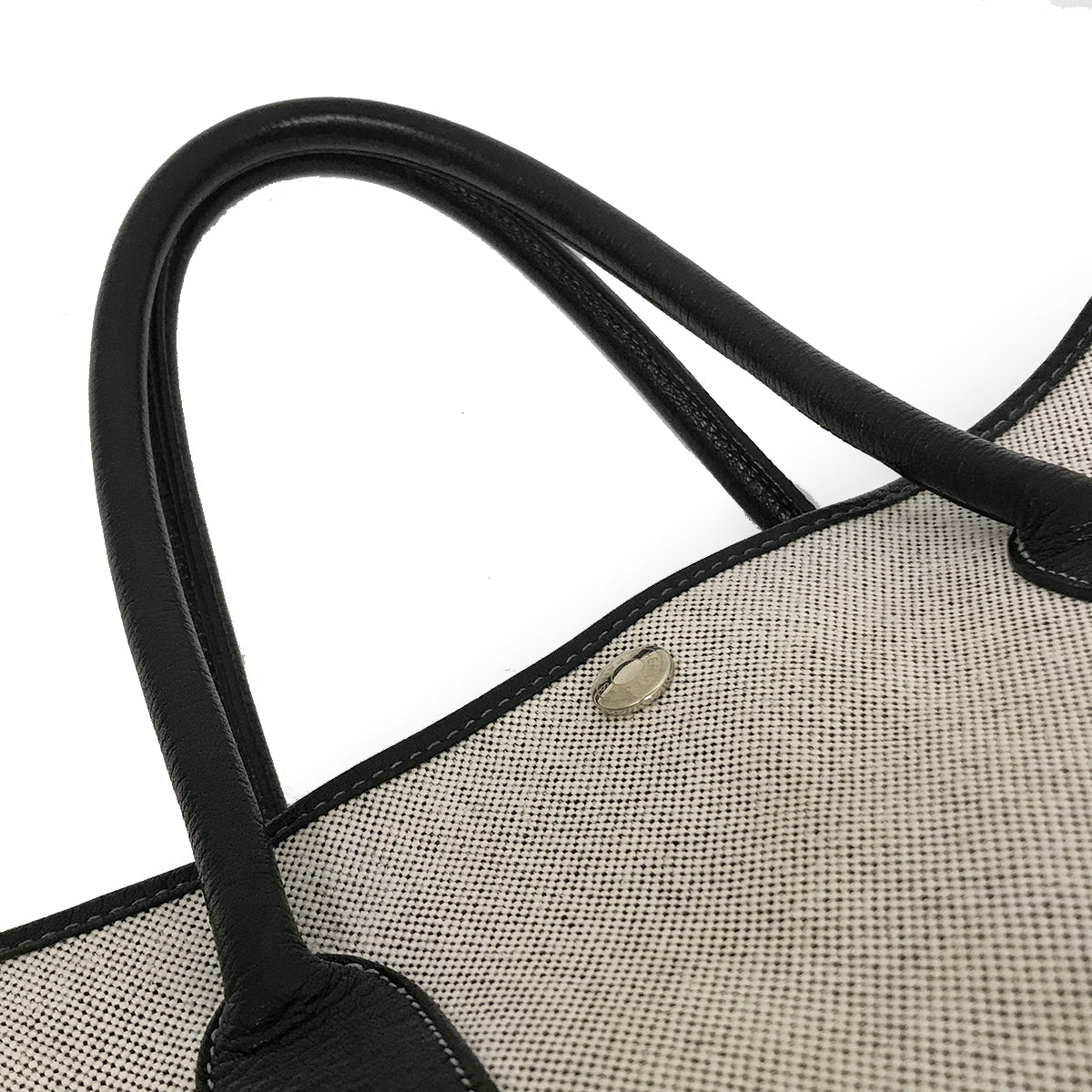 Hermès Garden Party PM Tote Bag/Shoulder Bag Toile H/Leather Gray/Black Pre-owned