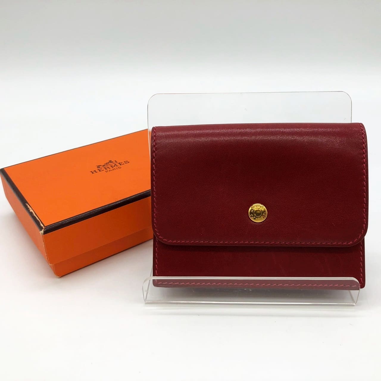 Hermès Sellier Coin Case/Card Case Leather Red Pre-owned