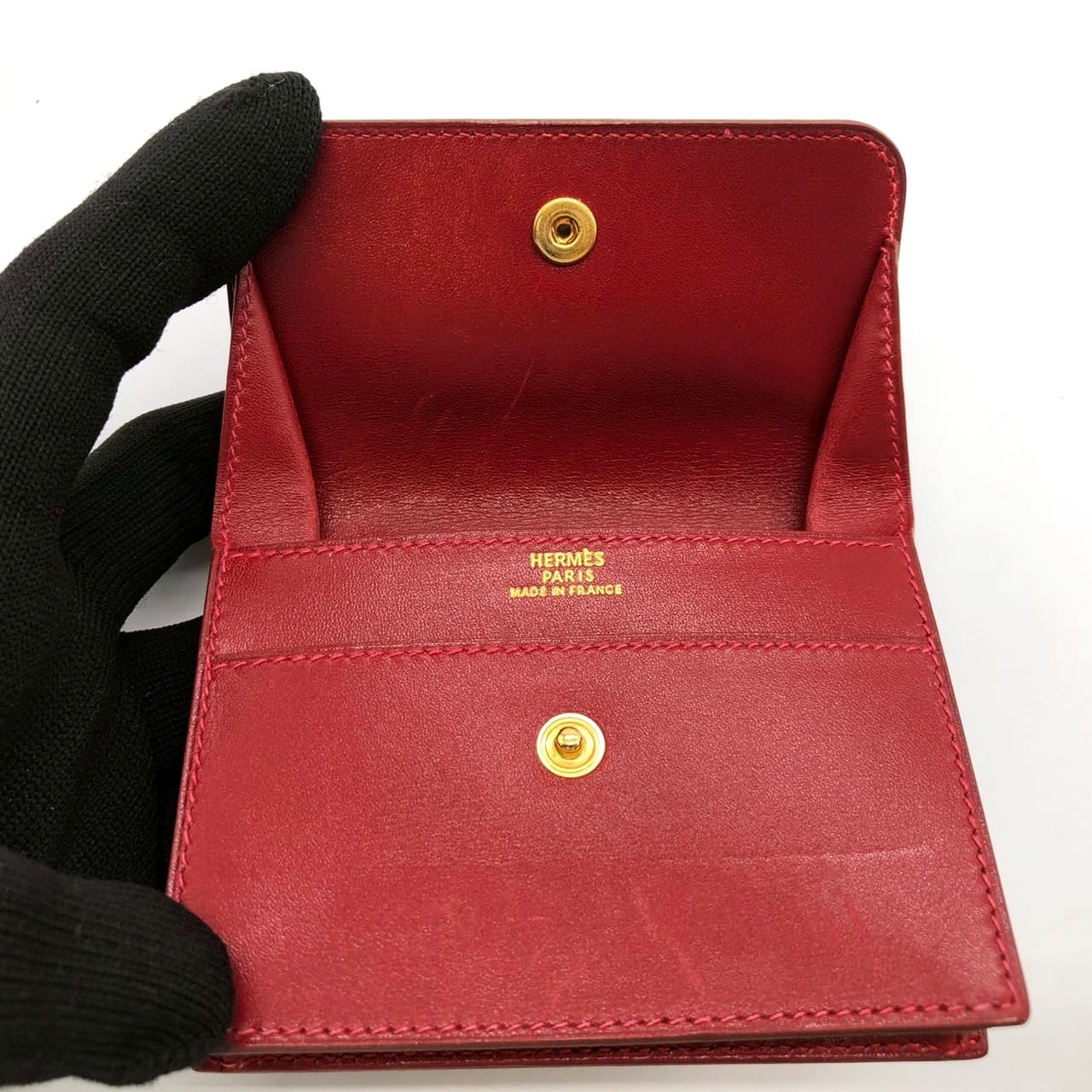 Hermès Sellier Coin Case/Card Case Leather Red Pre-owned