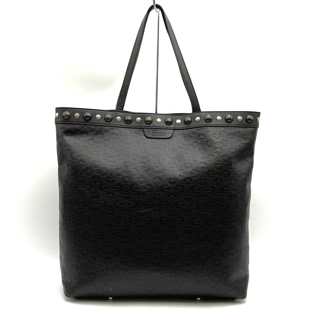 GUCCI 286304 Gucci Handbag Tote Bag Horsebit Leather Dark Brown Women's Brand PRE-OWNED
