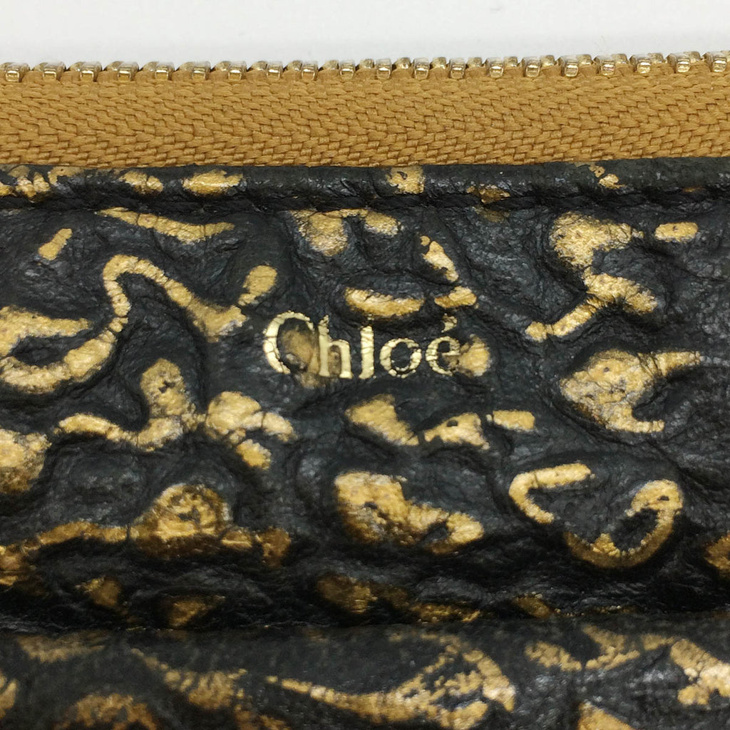 Chloé Lily Long Wallet Leather Black/Gold Pre-owned