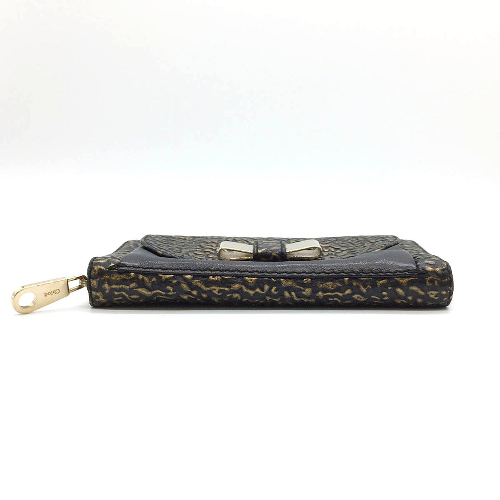 Chloé Lily Long Wallet Leather Black/Gold Pre-owned