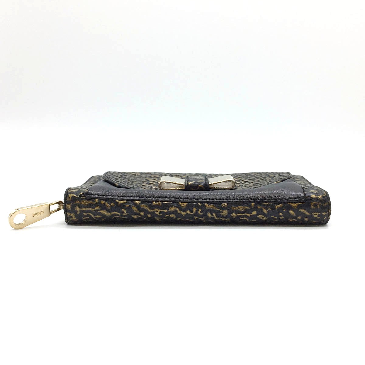 Chloé Lily Long Wallet Leather Black/Gold Pre-owned