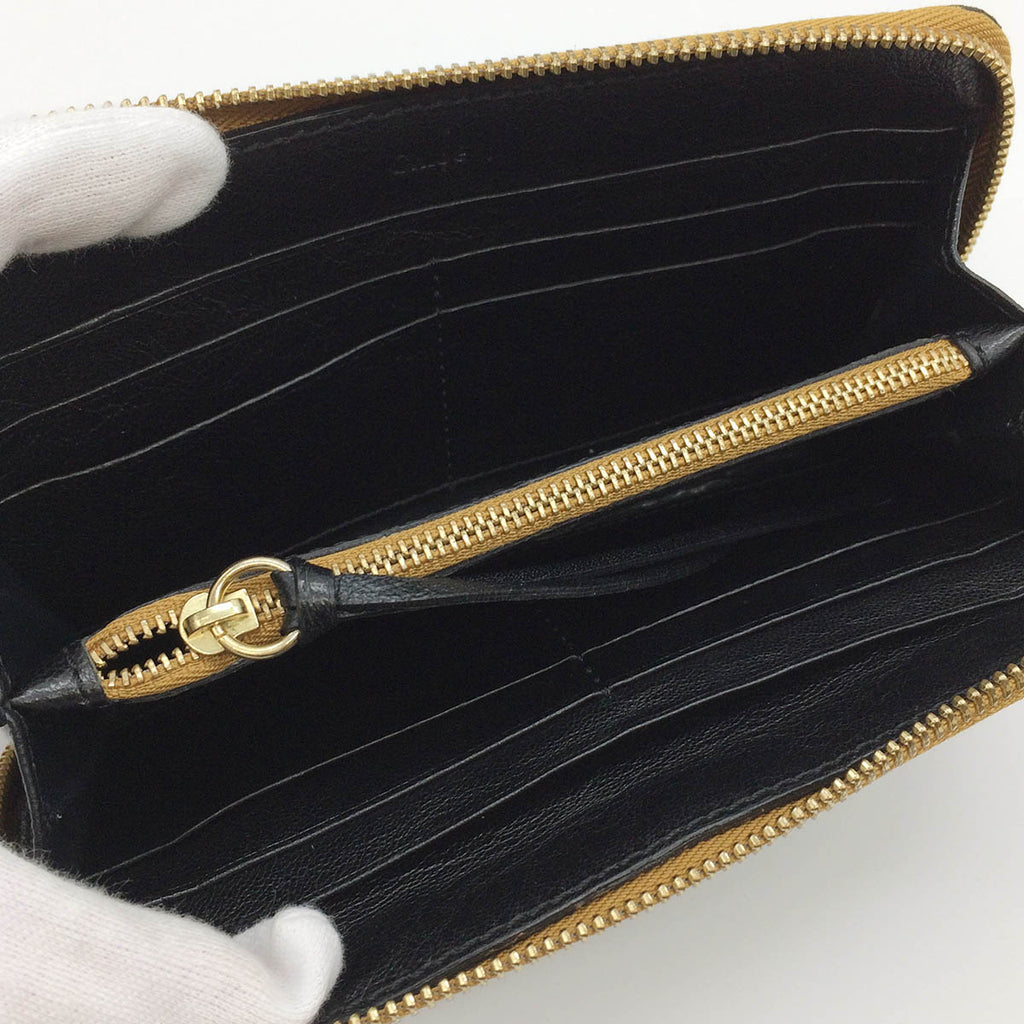 Chloé Lily Long Wallet Leather Black/Gold Pre-owned