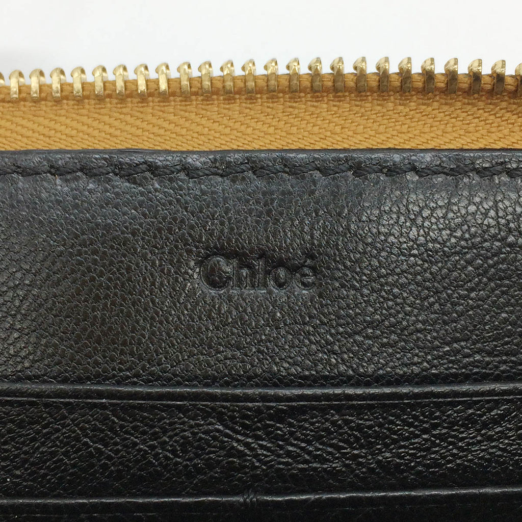 Chloé Lily Long Wallet Leather Black/Gold Pre-owned