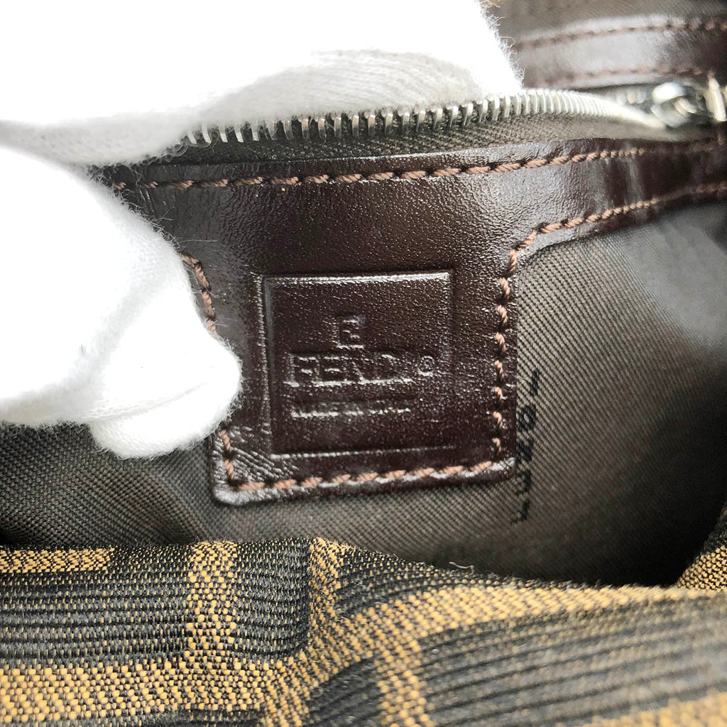 Fendi Mamma Bucket Shoulder Bag Nylon Canvas Brown Pre-owned