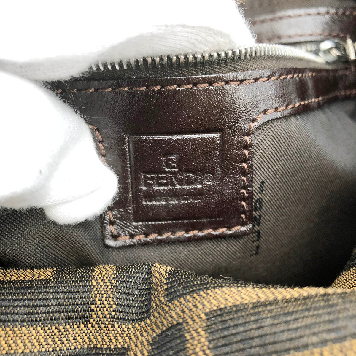 Fendi Mamma Bucket Shoulder Bag Nylon Canvas Brown Pre-owned