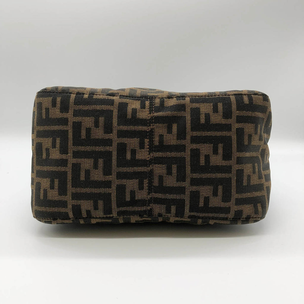 Fendi Mamma Bucket Shoulder Bag Nylon Canvas Brown Pre-owned