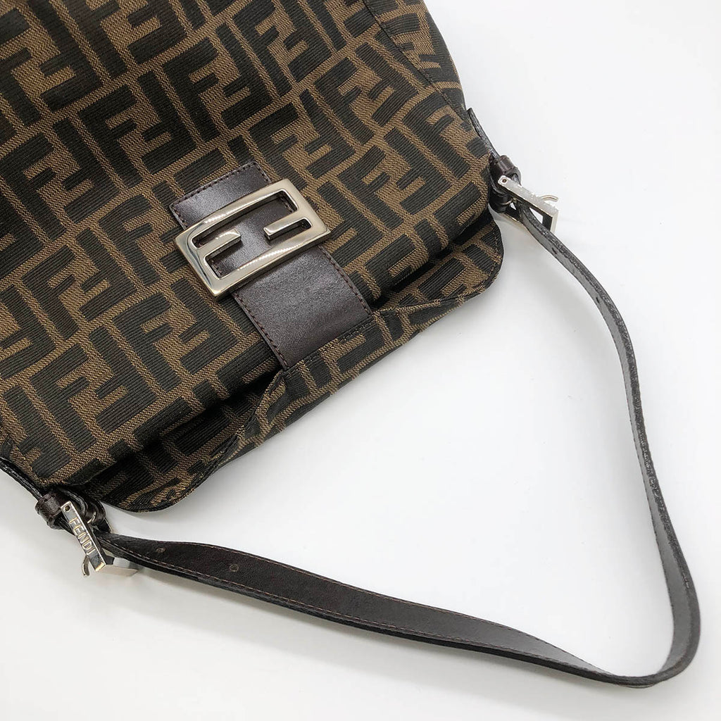 Fendi Mamma Bucket Shoulder Bag Nylon Canvas Brown Pre-owned