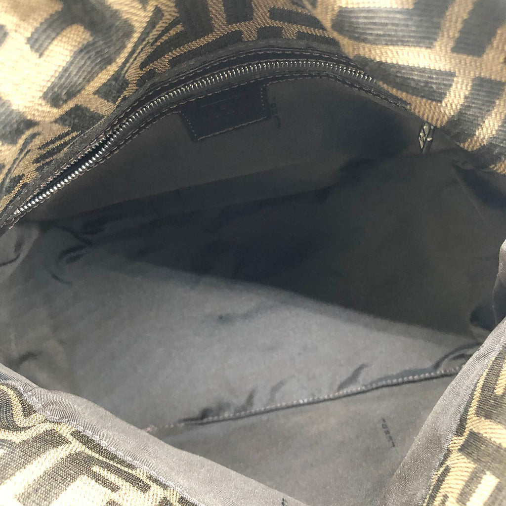 Fendi Mamma Bucket Shoulder Bag Nylon Canvas Brown Pre-owned