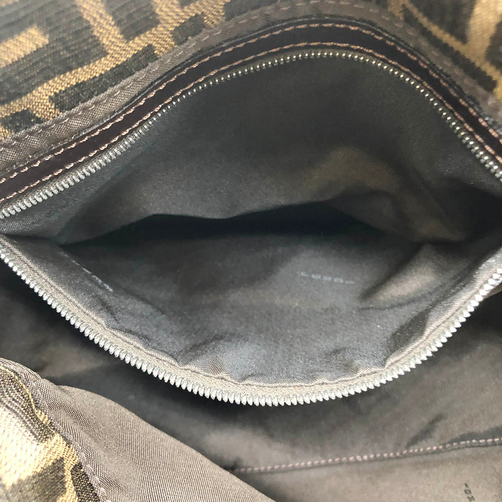 Fendi Mamma Bucket Shoulder Bag Nylon Canvas Brown Pre-owned
