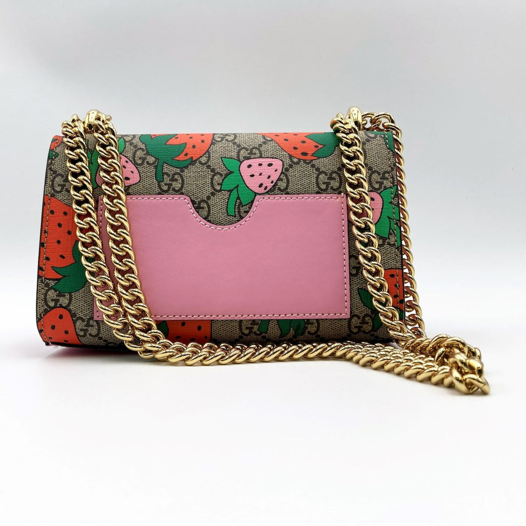 Gucci 409487 Strawberry Pattern Shoulder Bag GG Supreme Red/Pink Pre-owned