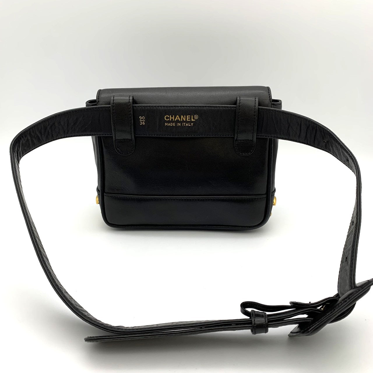 Chanel Triple Coco Mark Waist Bag Leather Black Pre-owned