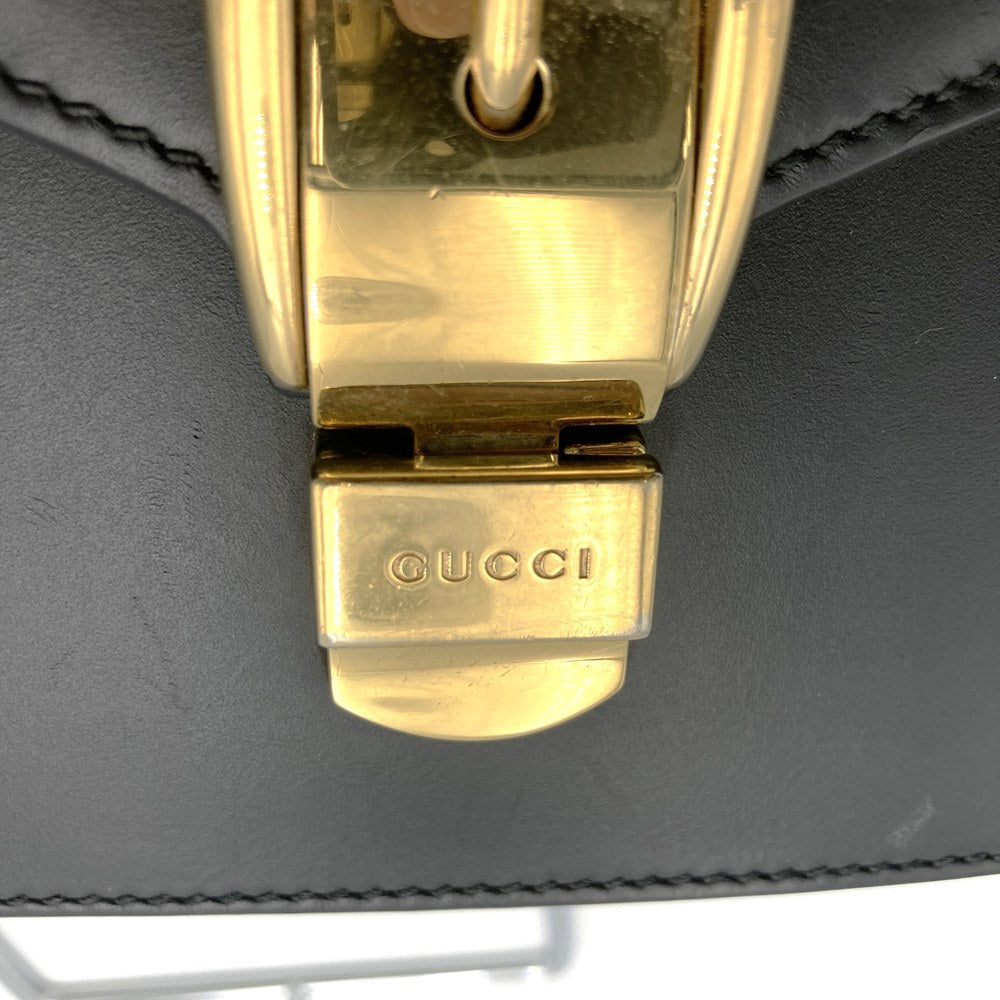 GUCCI 470270 Sylvie Shoulder Bag, Sherry Line Chain, Leather, Black, Women's PRE-OWNED