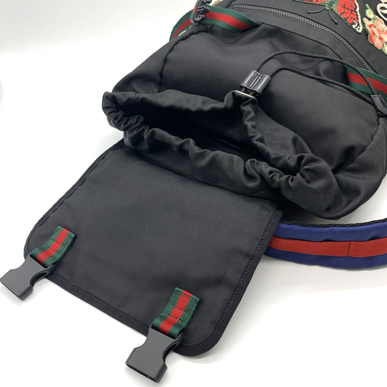 Gucci 450982 Embroidered Backpack/Daypack Nylon Black Pre-owned