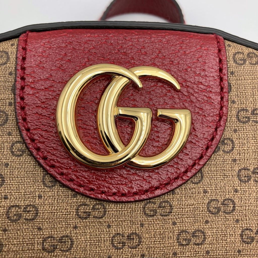 Gucci 647816 Doraemon Mini Backpack GG Supreme PVC/Leather Brown/Red Pre-owned