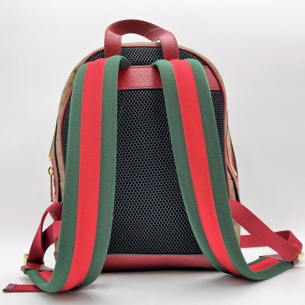 Gucci 647816 Doraemon Mini Backpack GG Supreme PVC/Leather Brown/Red Pre-owned