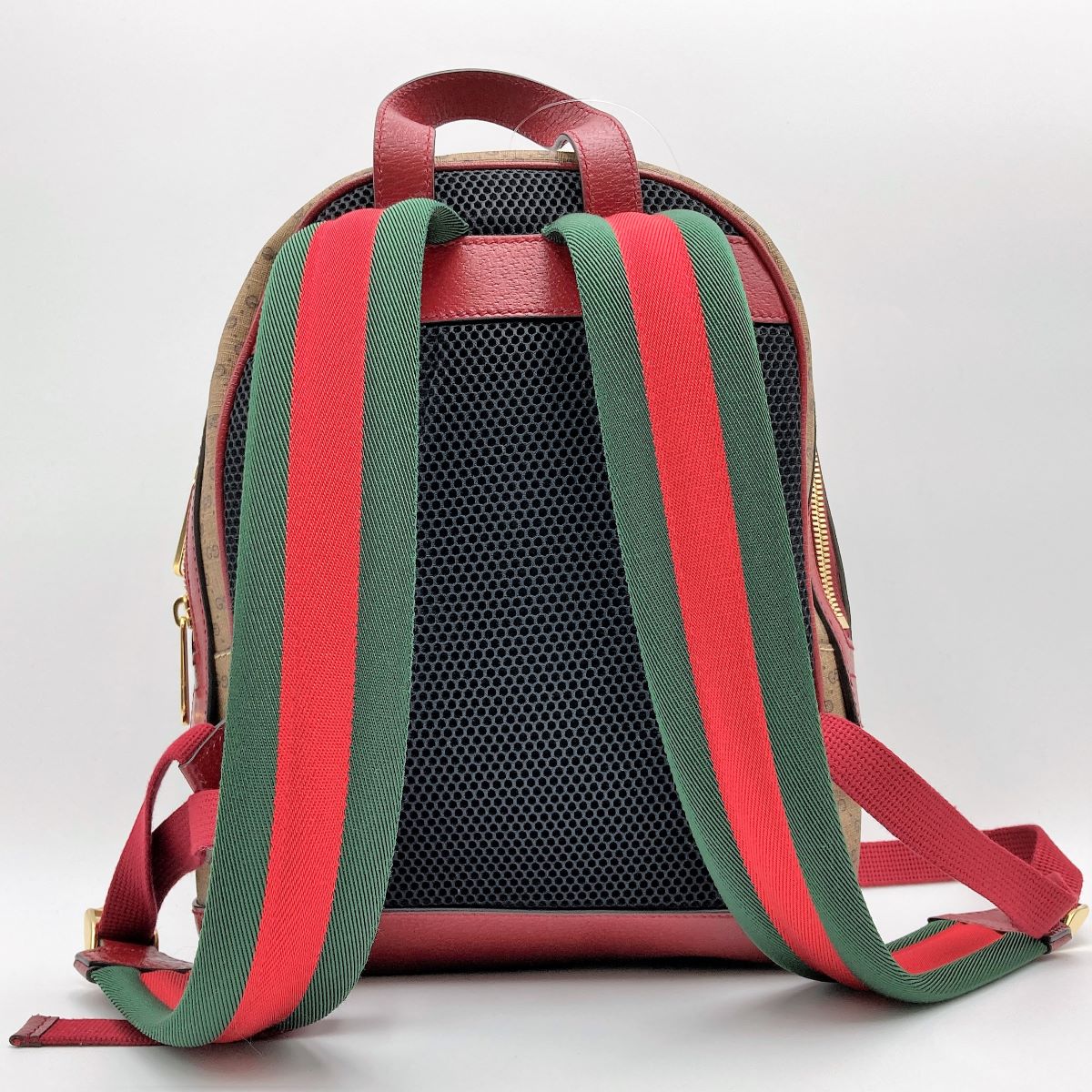 Gucci 647816 Doraemon Mini Backpack GG Supreme PVC/Leather Brown/Red Pre-owned