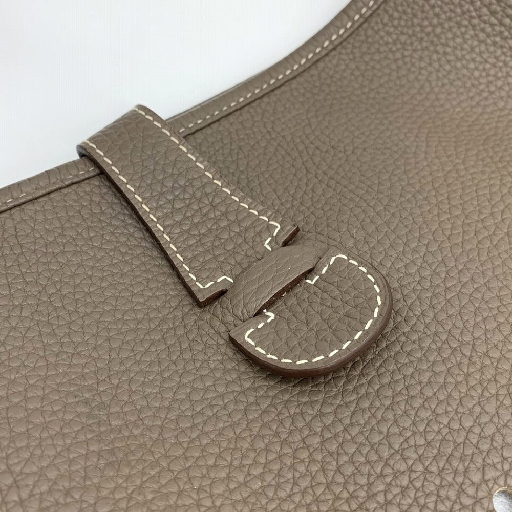 HERMES Evelyne III Evelyne 3 PM Shoulder Bag, Sophisticated, Taurillon Clemence Leather, Elegant, Etoupe Greige PRE-OWNED