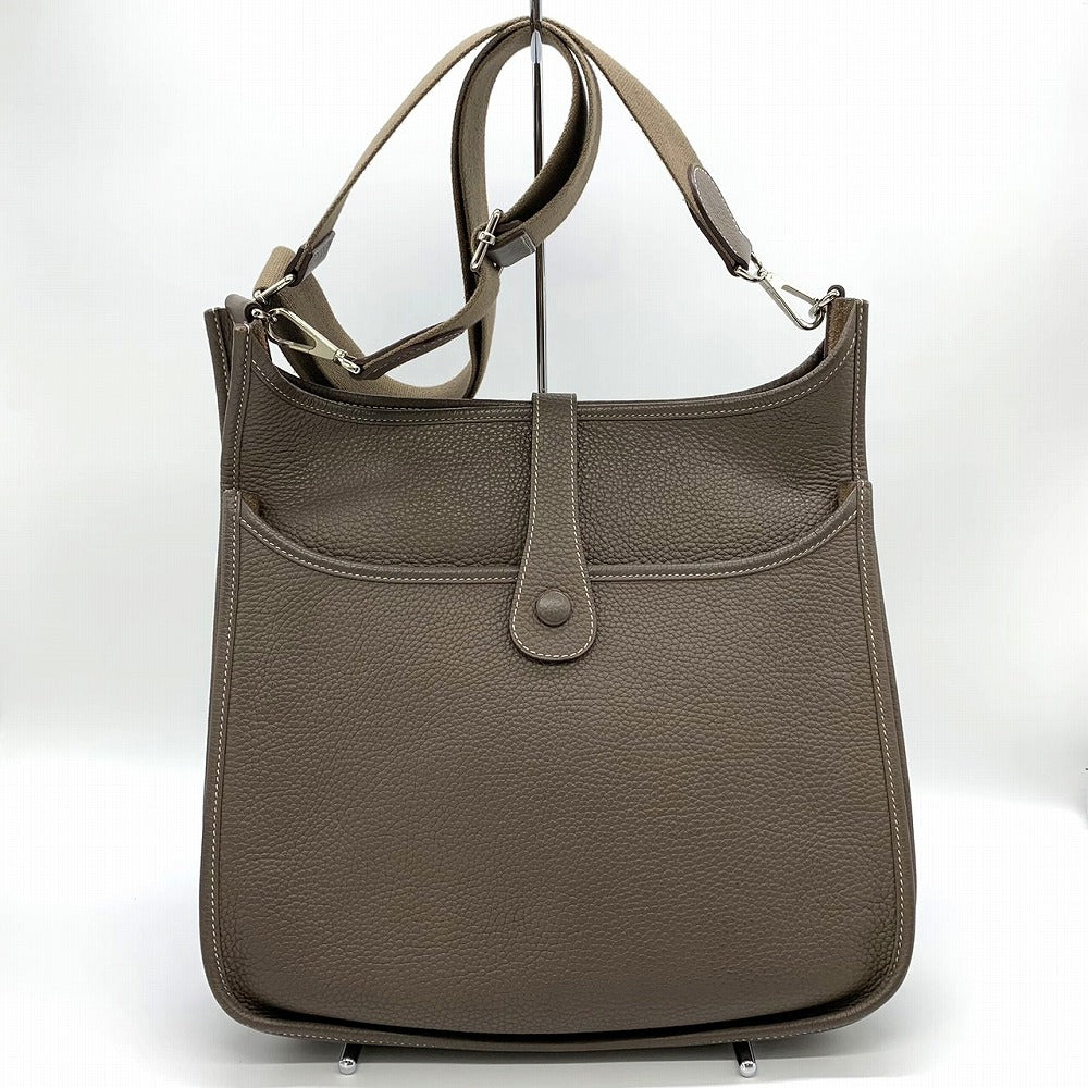 HERMES Evelyne III Evelyne 3 PM Shoulder Bag, Sophisticated, Taurillon Clemence Leather, Elegant, Etoupe Greige PRE-OWNED