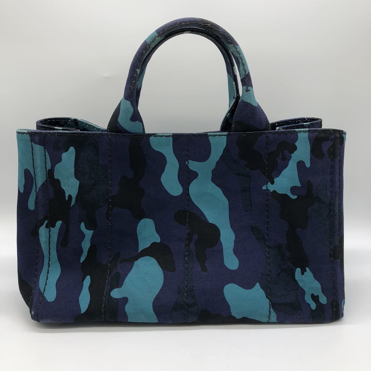 Prada Canapa Tote Bag/Handbag Camouflage Canvas Blue Pre-owned
