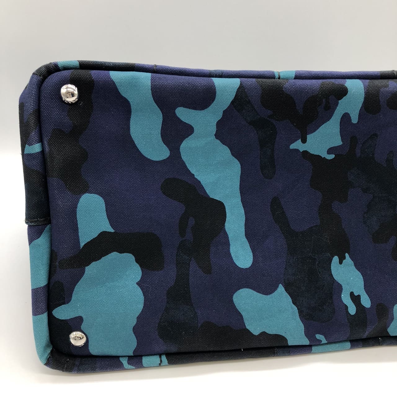Prada Canapa Tote Bag/Handbag Camouflage Canvas Blue Pre-owned