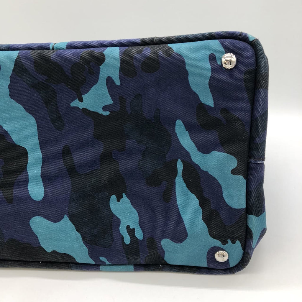 Prada Canapa Tote Bag/Handbag Camouflage Canvas Blue Pre-owned